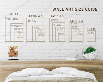 Wall Art Size Guide, Frame Size Guide, Print Size Guide, Wall Display Guide, Comparison Chart, Poster Size Chart, Size Guide Wall Art Living