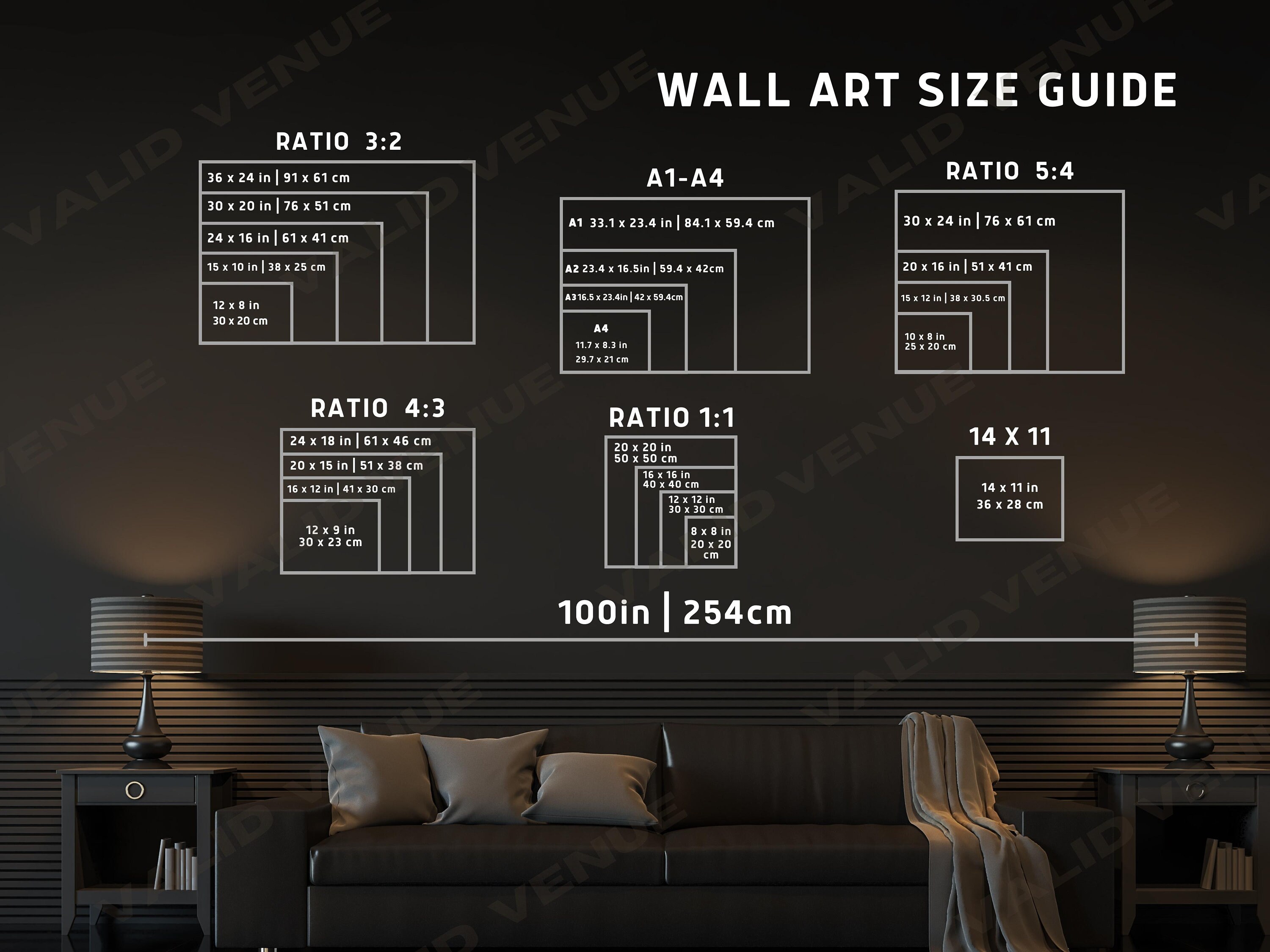 Wall Art Size Guide, Frame Size Guide, Print Size Guide, Wall