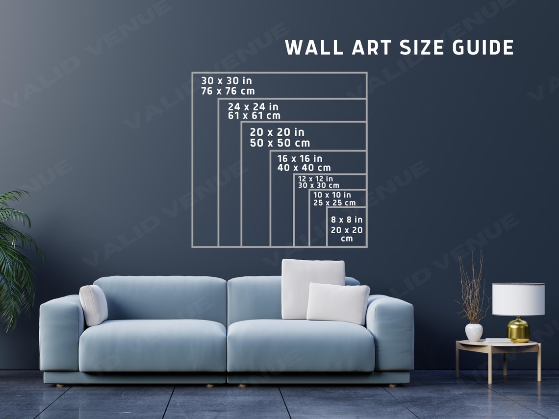 Square Art Guide Square Wall Art Size Guide, Frame Size Guide, Print Size Guide, Wall ...