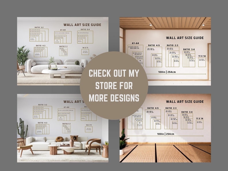 Wall Art Size Guide, Frame Size Guide, Print Size Guide, Wall Display ...