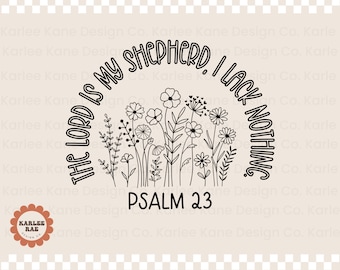 Der Herr ist mein Hirte Psalm 23, PNG und SVG-Datei, christliches Kunstwerk, digitaler Download, niedliches christliches Zitat, Bibelzitat