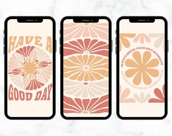Bündel von 10 guten Vibes nur ästhetische iPhone Hintergrundbilder, sofortiger digitaler Download, Retro Groovy Hintergründe, niedliche Telefon-Hintergründe