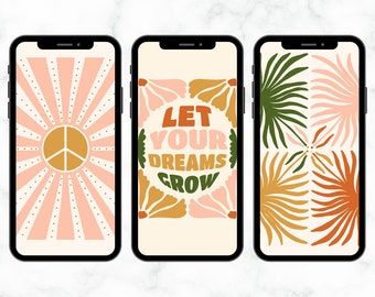 Bundle von 10 lassen Sie Ihre Träume wachsen iPhone Hintergrundbilder, sofortiger digitaler Download, Boho ästhetische Telefon Hintergründe, Blumen Hintergrundbilder