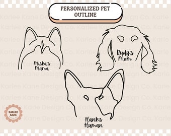 Benutzerdefinierte personalisierte Hundeumriss Porträt, herunterladbare PNG- und SVG-Dateien, Hund Mama Kunst, süßes Hundeporträt, benutzerdefinierte Haustierporträt, Hundezeichnung