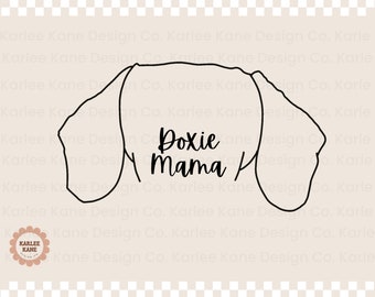 Doxie Mama、インスタントデジタルダウンロード、商用PNGおよびSVGファイル、ダックスフントママ、かわいいダックスフントのデザイン、ダックスフントのアウトライン