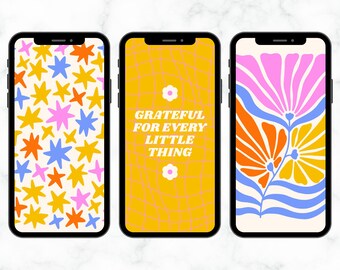 Bundle von 10 Dankbar für jede Kleinigkeit iPhone Hintergrundbilder, sofortiger digitaler Download, lebendige iPhone Hintergründe, niedliche Telefon Hintergrundbilder