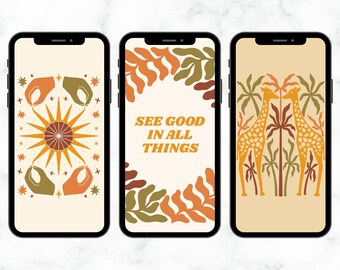Bündel 10 Boho Good Vibes iPhone Hintergrundbilder, sofortige Downloads, ästhetische Hintergrundbilder, neutrale iPhone Hintergründe, mädchenhafte Telefonhintergründe