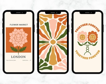 Bundle von 10 lassen Sie Ihre Träume wachsen iPhone Hintergrundbilder, sofortiger digitaler Download, Boho ästhetische Telefon Hintergründe, Blumen Hintergrundbilder