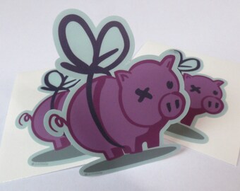 Gift pig with bow / sticker / sticker