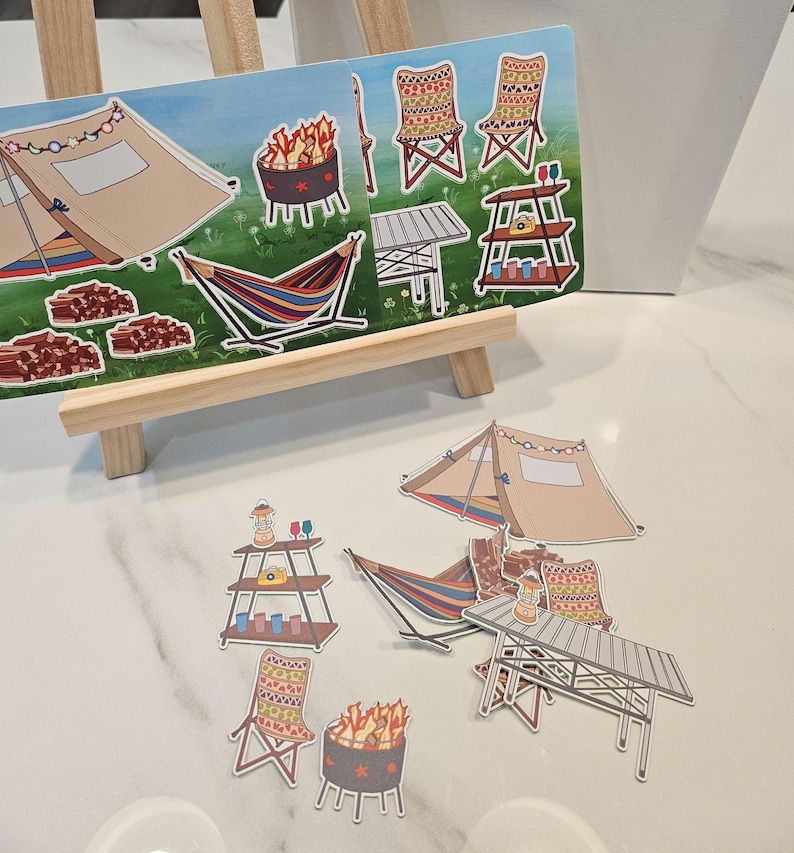 Camping Illustration Sticker Set - Glossy Stickers and Matte Stickers ...