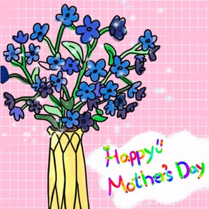 Feliz Dia das Mães. Feliz Dia dos Namorados. Flores retrô. Texto de arco-íris. Cartão. Marcadores. Arquivo jpg e png. Download digital.