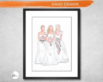 Custom Watercolor Wedding Portrait , Personalised Keepsake Wedding Gift, Personalised Bride Groom, Faceless Portrait