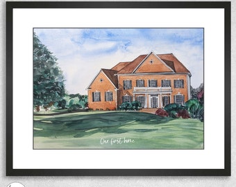 Custom Watercolour House Portrait from Photo, Personalised House Home Drawing, Housewarming Gift, First Home Gift, Mother's day, Painting