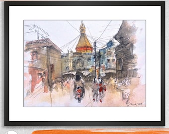 Custom Watercolor Painting, Personalized Portrait Art (Digital .pdf File)