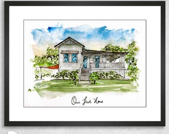 Custom Watercolour House Portrait from Photo | Personalised Home Painting | Housewarming Gift | First Home Gift | Realtor Closing Gift