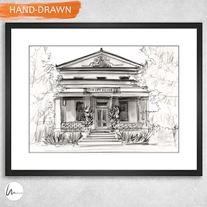Custom Inkpen House Portrait, Inkpen Drawing, Personalised Housewarming Gift, First Home Gift, Realtor Closing Gift,Home Portrait