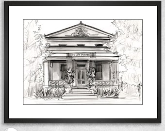 Custom Inkpen House Portrait, Inkpen Drawing, Personalised Housewarming Gift, First Home Gift, Realtor Closing Gift,Home Portrait