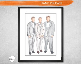 Custom Watercolor Wedding Portrait , Personalised Keepsake Wedding Gift, Personalised Bride Groom, Faceless Portrait