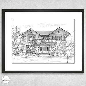 Original Drawing House Portrait, House Portrait from Photo, Personalised Gift, Easter Gift, Mother's day, Realtor, Real Estate Business