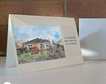 Custom Watercolour House Portrait, Greeting Card Illustration, Housewarming Gift, First Home Gift, Realtor Closing Gift, Christmas Gift