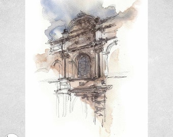 Melbourne Architecture Watercolor Sketch Print (Digital Download)