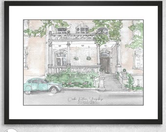 Custom Watercolor Wedding Venue Painting, Personalized Portrait, Watercolour Architectural Illustration, Personalised Art