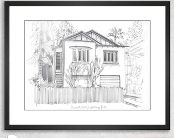 Custom Inkpen House Portrait, Inkpen Painting, Personalized Housewarming Gift, First Home Gift, Realtor Closing Gift, Digital Download