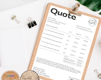 Editable Business Quote Form Template: Canva Document (A4/US Letter, Instant Download)