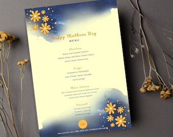 MOTHERS DAY MENU Template For Food Business Editable Canva Template Restaurant Coffee Bar Cafe Business Instant Download Mothers Day Dinner