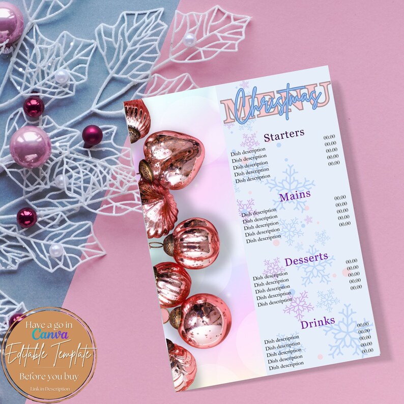 Christmas Menu Template Pastel for Coffee Shop Fully Editable in Canva