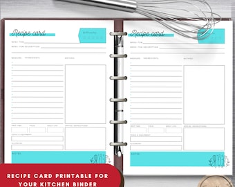 Printable Recipe Card Template: Kitchen Binder Sheet (US Letter & A4) (Digital Download)