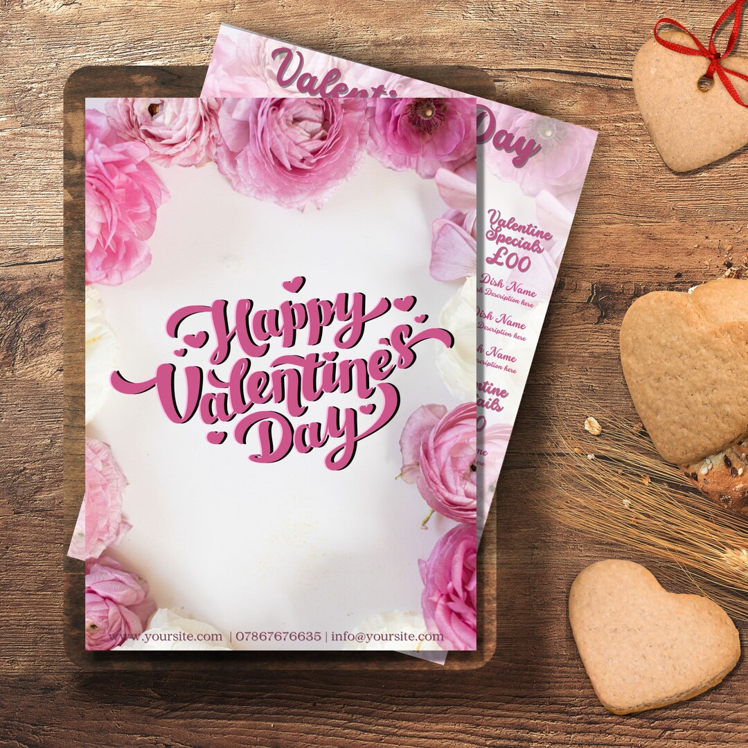 Valentine Roses Menu Template for Food Businesses Editable in Canva ...