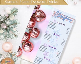 Pastel Christmas Menu Template: Editable Canva Design (A4 & US Letter) (Digital Download