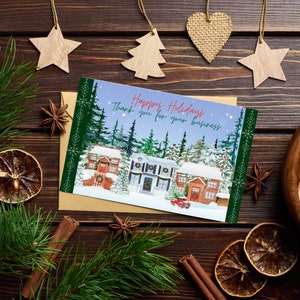 Corporate Christmas Card Printable | Christmas card for clients, customers | 2 x sizes US Letter Size & A4 | Easy Print and Fold |