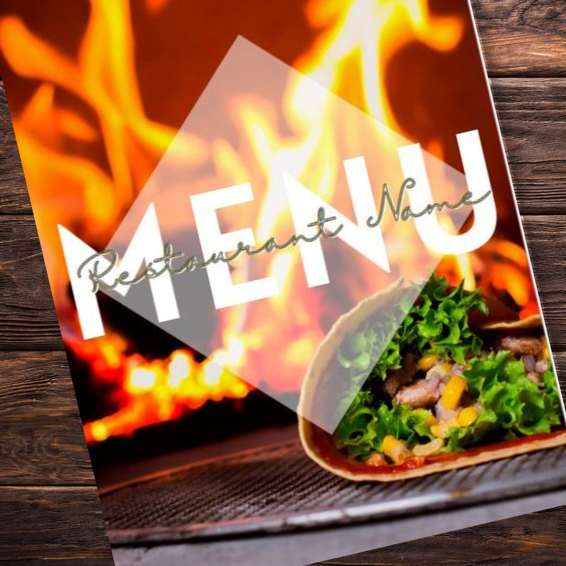 Flaming Burrito Menu Template Instant Download Links for Business