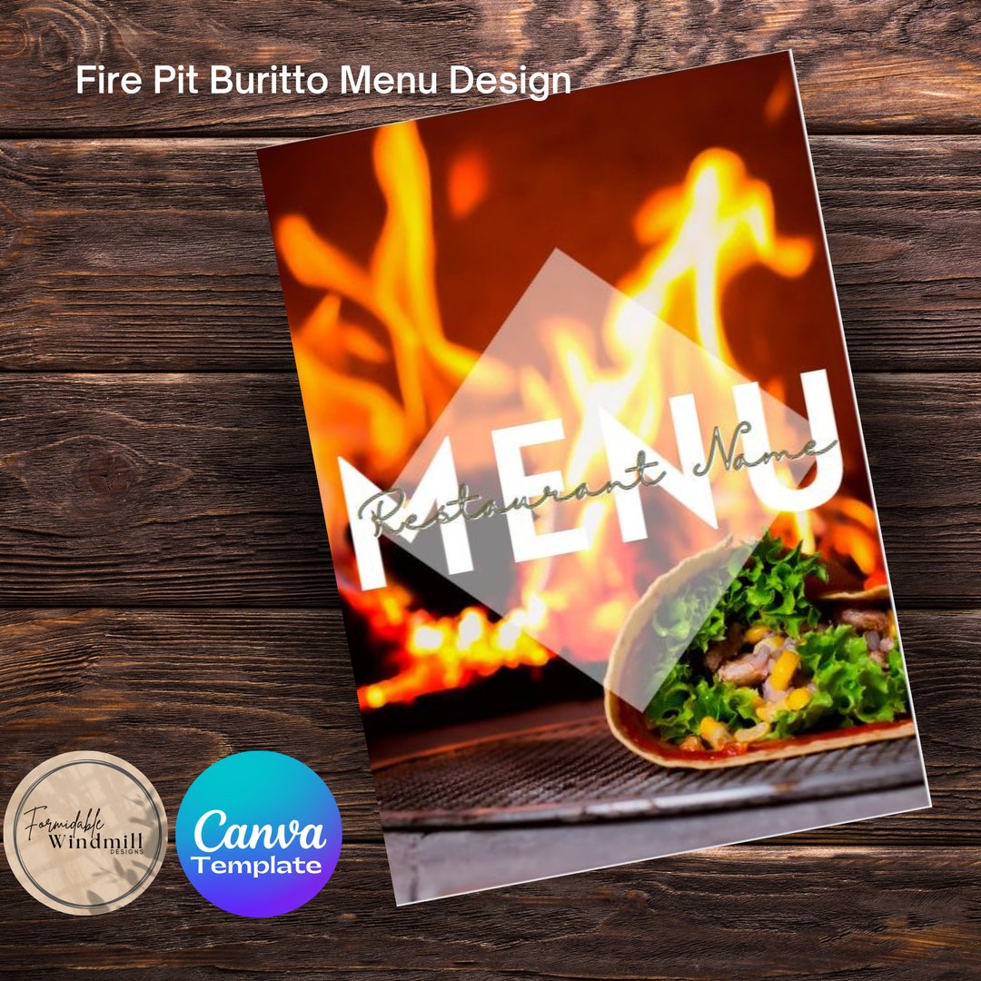 Flaming Burrito Menu Template Instant Download Links for Business