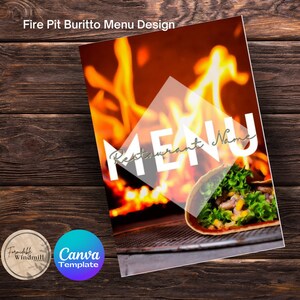 Flaming Burrito Menü Vorlage Sofort Download Links für Business Druckbare Business Menü Preisliste Food Business Editierbare Canva Vorlage