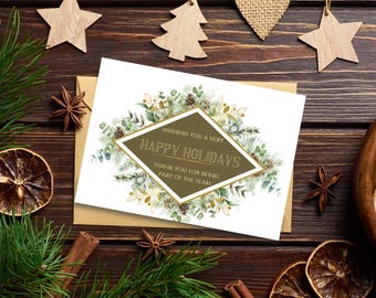 Corporate Happy Holidays Card: Printable Christmas Card for Employees (PDF)