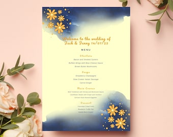 Editable Wedding Menu Template: Canva Restaurant Menu Design (A4, US Letter) (PDF Download)