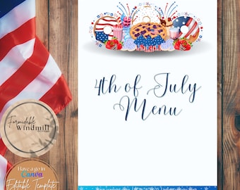 July 4th Menu Template for Food Business Editable in Canva Restaurant Cafe Template Catering Menu Engineered for Max Profit Cakes & Shakes
