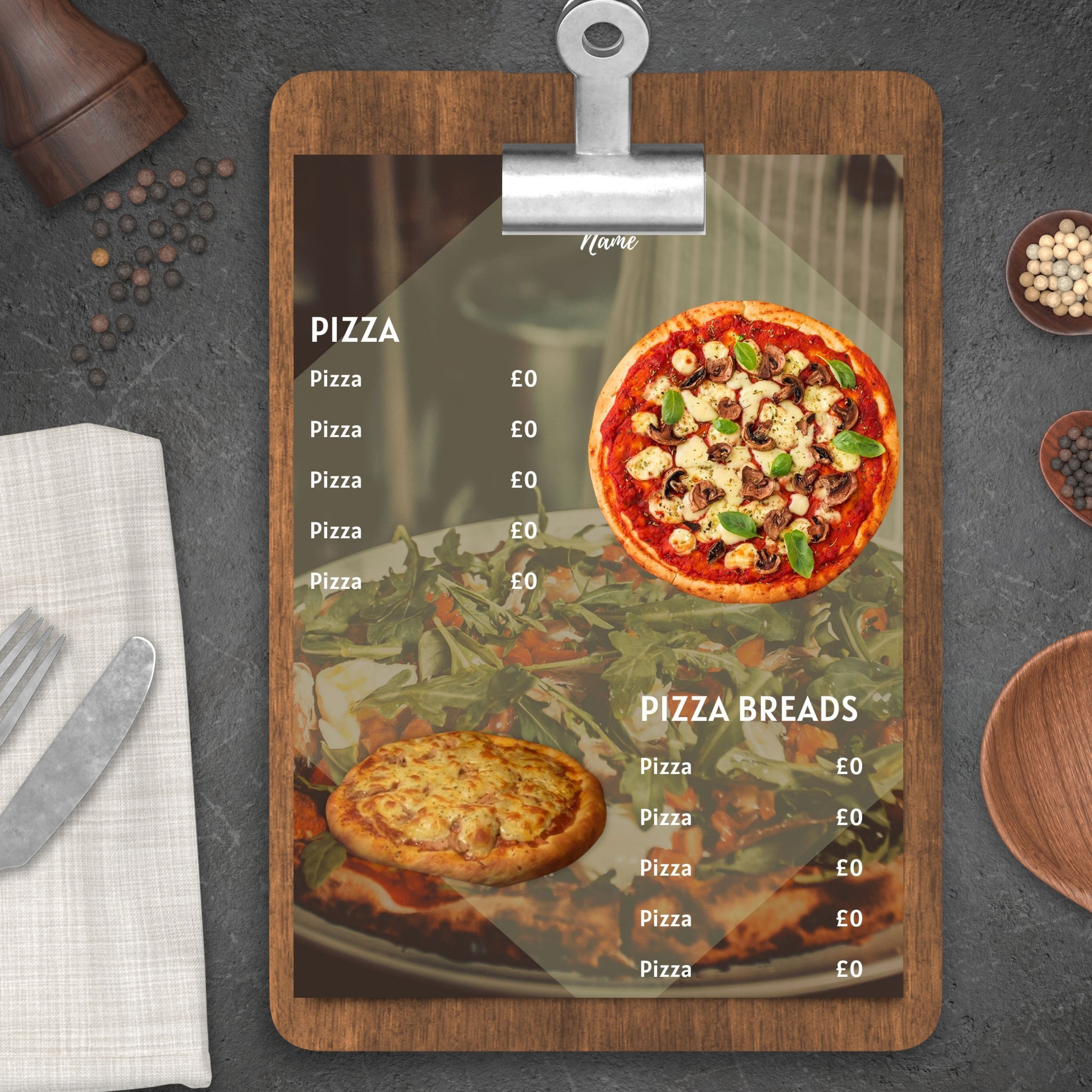 Wood Fired Pizza Food Menu Template | Editable in Canva | Instant ...