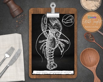 Seafood Menu Template: Chalkboard Restaurant Design (Canva Editable, Instant Download)