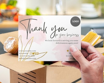 Thank You Card Small Business Template Editable Canva Template Customisable Thank You Card for Purchases Orders Onboarding & Package Inserts