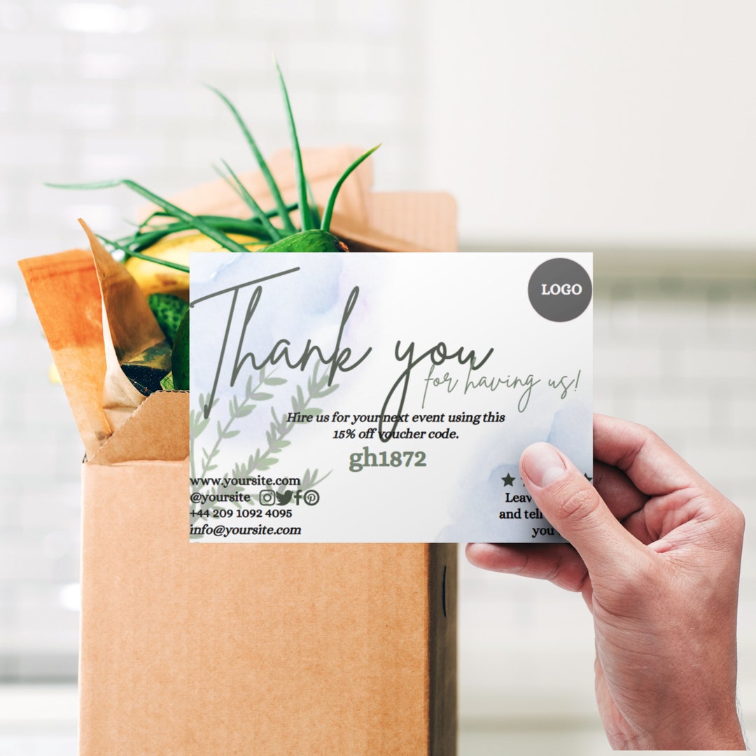 Editable Thank You Card Template: Blue Rosemary Design (canva Template ...