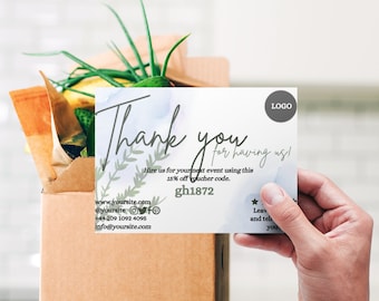 Editable Thank You Card Template: Blue Rosemary Design (Canva Template PDF Download)