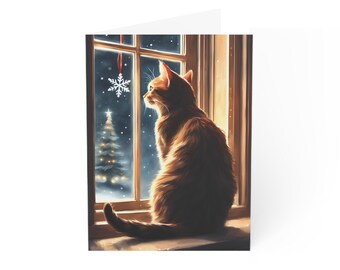 Purr-fect View Greeting Cards | Cat Illustration Note Cards