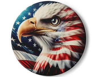 American Flag Bald Eagle Ceramic Coaster | Personalized