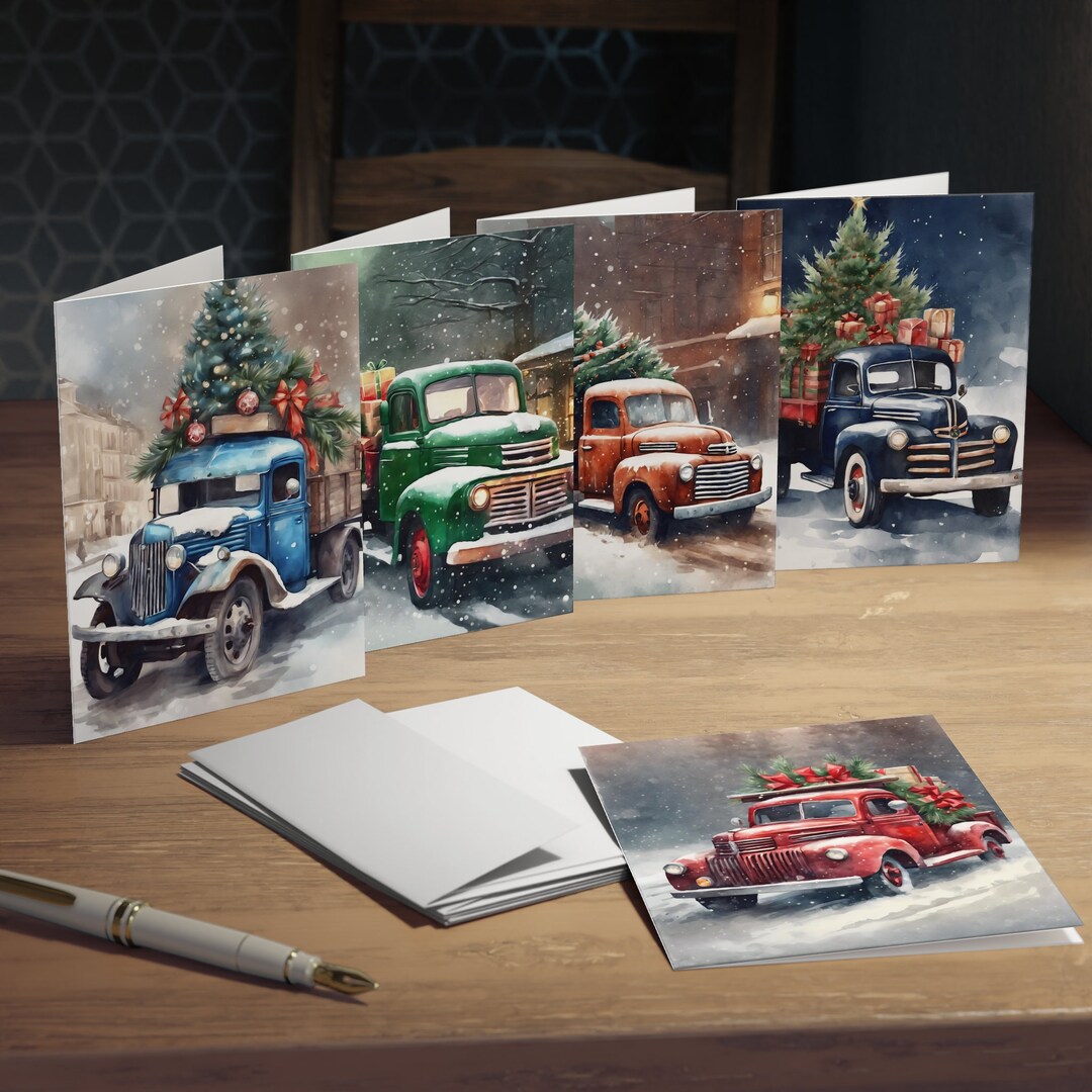 Christmas Trucks Greeting Cards 5-pack - Etsy