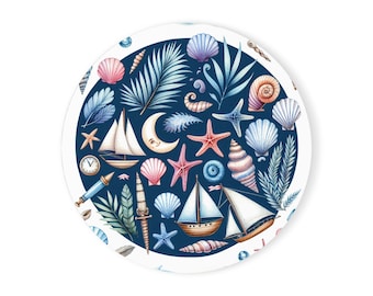 Coastal Shells Cork Back Coaster | Beach Nautical Seaside Drink Protector