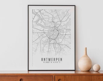 Antwerpen/Stadt/Karte/plattegrond/Reise/Geschenk/